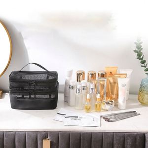 Sac de toilette transparent en maille avec logo personnalisé gratuit, facile à nettoyer, portable, durable, organiseur de cosmétiques, trousse de maquillage - Product Image 5