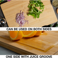 Planche à découper en bambou, grande planche à découper en bois avec rainure pour les jus - Planche à découper en bois pour couper, préparer et servir