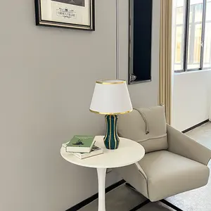 indoor Decor bedroom reading desk lamps blackish green Column standing modern study table lamp