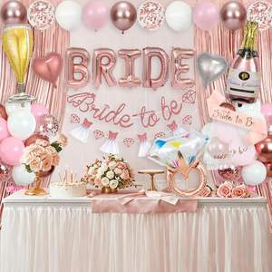 Kit de décorations rose pour enterrement de vie de jeune fille : Bannière « Future Mariée », Ballons, Écharpe de mariée, Voile et Rideaux à franges pour fête de fiançailles - Product Image 4