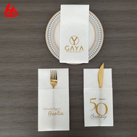 Serviettes de table en lin jetables Airlaid de haute qualité avec poche à couverts Serviettes en papier et serviettes avec logo personnalisé