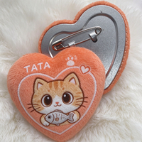 Boutons personnalisés en métal, imprimés numériquement, motifs animaux, boutons Kpop personnalisés, souvenirs en peluche Minky, vente en gros directe d'usine, populaires