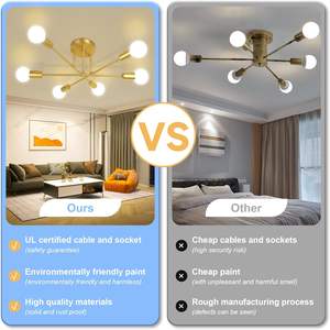 Venta al por Mayor de Lámparas LED Doradas/Negras para Interiores, Lámparas de Araña Modernas y Lámparas Colgantes para Sala de Estar - Product Image 5