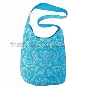 Printed neoprene lunch tote bag with shoulder strap