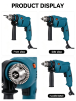 Perceuse à percussion électrique multifonctionnelle 220V, mandrin à clé de 13 mm, perceuse électrique complète avec coffret de rangement