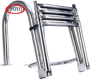 FOYO <span class=keywords><strong>Venta</strong></span> caliente marca barco accesorios marinos 304 <span class=keywords><strong>acero</strong></span> inoxidable 3 paso telescópico escalera de baño para veleros y yates - Product Image 1
