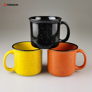 <b>Ceramic</b> Speckled Enamel Camping Mug 420ML Coffee Mug <b>Cup</b> Portable Vintage Tea <b>Cup</b> Campfire Camping <b>Cup</b> with Handle for Gift - Product Image 1