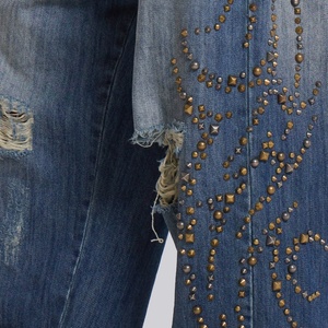 Jeans de Mezclilla Vintage con Pedrería para Mujer 2025, Jeans Holgados con Diamantes para Damas - Product Image 4