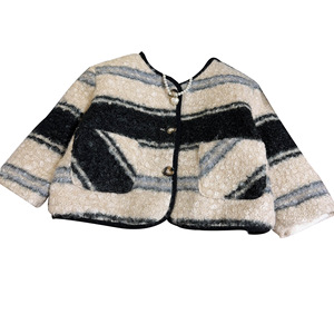Giacca di lana di agnello a righe trapuntata invernale nuovo stile giacca Casual elegante per bambini - Product Image 5