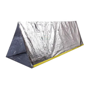 Tente d'urgence rectangulaire argentée pour 1-2 personnes, imperméable, ouverture automatique rapide, type étendu, utilisation extérieure - Product Image 2