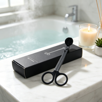 Ciseaux coupe-mèches de luxe en acier inoxydable noir mat avec boîte cadeau – Outil d'entretien pour bougies en pot parfumées