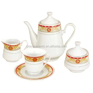 Juego de té de porcelana de lujo, Set de té de cerámica de estilo de Oriente Medio, 24 Uds., 17 Uds.