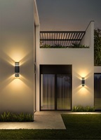 Lámpara de Pared LED Cuadrada y Cilíndrica de Aluminio para Exteriores, Moderna, Impermeable, de Color Negro, para Jardín, Villa, Porche