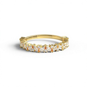 แหวนเพชรเม็ดมาร์คีส์ทรงกลมเจียระไนแบบบริลเลียนท์เคลือบทอง 18K 14K หรูหรา สามารถสวมซ้อนกันได้ เหมาะสำหรับเป็นแหวนแต่งงาน - Product Image 1