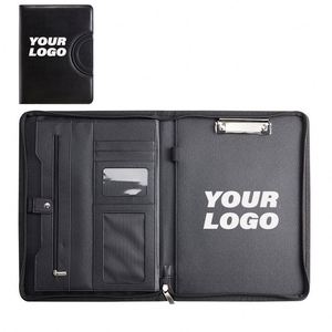 Custom Faux Leather Travel Organizer <b>Ring</b> <b>Binder</b> Notepad Zipper Closure Portfolio Documents Presentation Features Custom Logo - Product Image 2