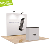 Promotion : Support de comptoir en tissu tendu LED durable et de haute qualité, facile à installer, portable, pour toile de fond de stand d'exposition de 3 mètres