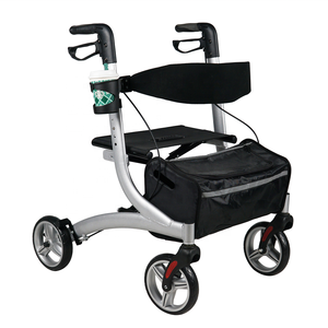 קל משקל רפואי ניידות הליכה סיוע מסגרת ארבעה גלגל מתקפל Rollator הליכונים עם מושב 8 אינץ גלגל למבוגרים קשישים - Product Image 2