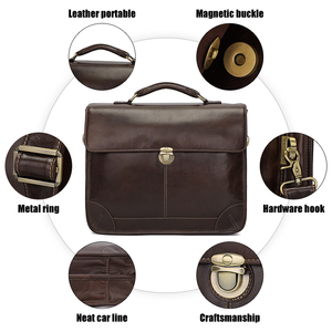 Monederos y bolso de mano para hombre con estilo, bolso de oficina de cuero genuino, maletín para hombre, bolso de mensajero para ordenador portátil de piel de becerro, maletín - Product Image 5