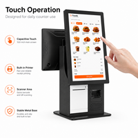 Terminal de point de vente à double écran avec écran principal portrait de 15,6 pouces et écran client paysage pour la confirmation des commandes dans les restaurants