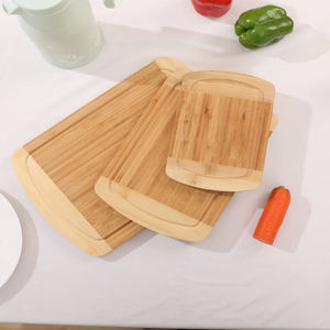 Planche à découper en bambou de cuisine avec rainure de jus planche à fromage en bambou en bois - Product Image 1