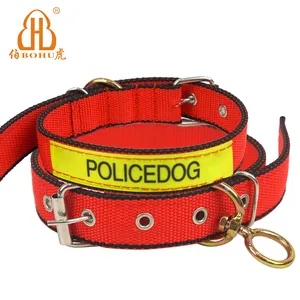 BOHU pet collar&leash nylon webbing pet collar with a reflective strip dog leads and collars dog ring