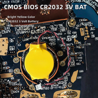 Baterai CMOS BIOS CR2032 3V Kuning Tidak Dapat Diisi Ulang dengan Kabel Konektor 2-Pin untuk Laptop PC