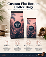 Bolsa de café con base laminada de nailon y válvula, resistente a perforaciones, para empaque vertical.