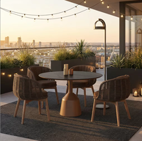 Ensemble de mobilier de jardin : table et chaises de salle à manger d'extérieur en corde, ensemble de salle à manger de patio en aluminium, ensemble de salle à manger d'extérieur pour hôtel, table et chaises de jardin