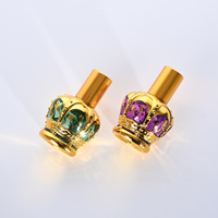 Vente en gros de flacons en verre pour huiles essentielles en forme de couronne, électro-plaqués, 6 ml, 12 ml, flacon à bille pour parfum doré