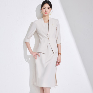 Chaqueta de traje de <span class=keywords><strong>Vestido</strong></span> de manga tres cuartos para mujer para Primavera Verano ocasiones formales profesional elegante cuello en V XL botón - Product Image 3