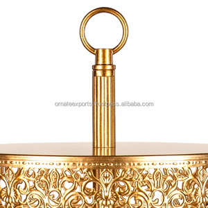 Center de table circulaire de mariage en or, Adorable support à gâteaux à trois niveaux - Product Image 3