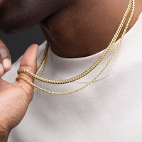 Milskye Nouveau Collier en Acier Inoxydable Plaqué Or 18K, Chaîne Maille Cubaine et Chaîne Corde, Idéal pour un Ensemble de Colliers