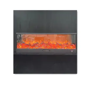 Insertos clásicos de fuego realistas populares, chimenea eléctrica decorativa de 3 lados, 1500 mm de largo, a la venta