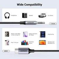 UGREEN Câble de prise audio auxiliaire vers USB C Type C vers 3.5mm 1M USB C vers TRRS Casque stéréo de voiture Adaptateur micro compatible HiFi