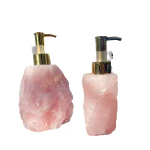 Shampoo Soap Dispenser Garrafa Quartzo Gemstone Cristal Raw Rose Perfume Garrafa Amor Portátil Europa Praça Folk Art Polido 30ml