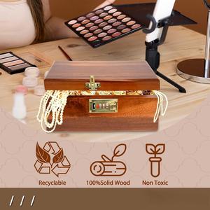 Hộp lưu trữ bằng gỗ với nắp bản lề gỗ keo tay Crafted hộp gỗ cho công thức nấu ăn lưu trữ trang trí hoặc như lưu niệm - Product Image 3