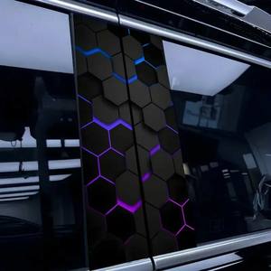 2pcs Laser Plaid <strong>Vinyl</strong> Car Decals Self-Adhesive Space-Themed Rectangle <strong>Stickers</strong> <strong>for</strong> Front B-Pillar Scratch-Resistant Auto Parts - Product Image 6