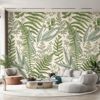 Papier peint mural botanique vintage motif fougère, papier peint tropical sur mesure à motifs de feuilles pour chambre à coucher et fond de télévision