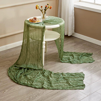 Chemin de table/nappe en tissu froissé style bohème en polyester et terylène de Chine - Idéal pour mariages, douches nuptiales, fêtes d'anniversaire