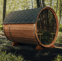 Kompor Listrik Kayu Cedar Merah Tradisional Finlandia 6kw dengan Sauna Tong Kubus Batu untuk Luar Ruangan, untuk Villa, Kapasitas 6 Orang