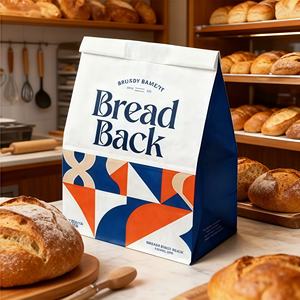 Sac d'emballage alimentaire vertical en papier kraft avec logo personnalisé, fenêtre transparente, fermeture à lien métallique, pour pain, biscuits, pop-corn et bonbons - Product Image 5