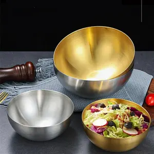 Mangkuk Salad buah logam besi tahan karat, kapasitas besar mangkuk sup nasi mie Ramen peralatan makan dapur wadah makanan