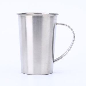 แก้วเบียร์สแตนเลส 350 มล. สูง 11 ซม. เส้นผ่านศูนย์กลาง 6 ซม. ด้ามจับพกพา แก้วน้ำขนาดเล็ก สไตล์เรียบง่าย - Product Image 2