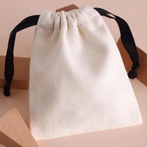 Hot Sale Custom Logo Cotton Size Beige Necklace Jewelry <b>Drawstring</b> Bag Gift Storage Packaging Dustproof Cotton Bag - Product Image 5