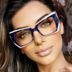 Gafas de Moda con Logotipo Personalizado, Monturas de Gafas TR90 Anti Luz Azul, Gafas de Computadora con Diseño de Ojo de Gato Coloridas para Mujer - Product Image 2