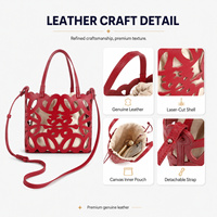 Sac fourre-tout pour femme en cuir découpé au laser, sac à main à cordon, pochette en toile, bandoulière réglable, 4 couleurs, vente en gros, personnalisation OEM, usine