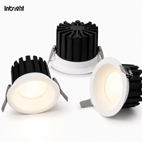 Downlight LED COB à profil bas avec lentille et réflecteur, grille en nid d'abeille en option, pour éclairage commercial