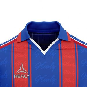 Camiseta de Fútbol Clásica con Cuello y Detalle de Rayas en Contraste, 100% Poliéster Elástico, Secado Rápido, Transpirable, Unisex para Adultos - Product Image 4