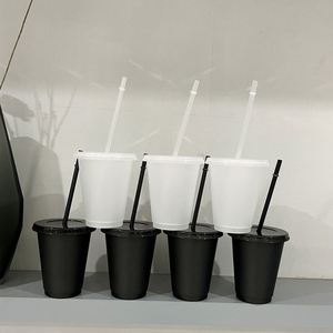 16oz 24oz Reusable Cold Iced <b>Drinking</b> Tumblers Single Layer Transparent Clear <b>Plastic</b> Cups with Lids and <b>Straws</b> - Product Image 3