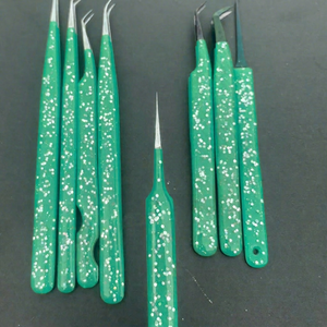 Pinzas de Acero Inoxidable de Precisión con Recubrimiento de Gel de Alto Brillo para Extensión de Pestañas, Herramienta para Volumen de Pestañas, OEM - Product Image 1